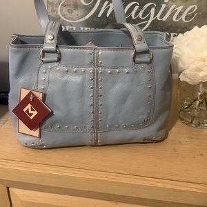 Michael Kors Vintage studded blue leather handbag NWT